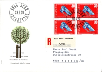 CH FDC 0920 (Viererblock) 1970 02 003 ●